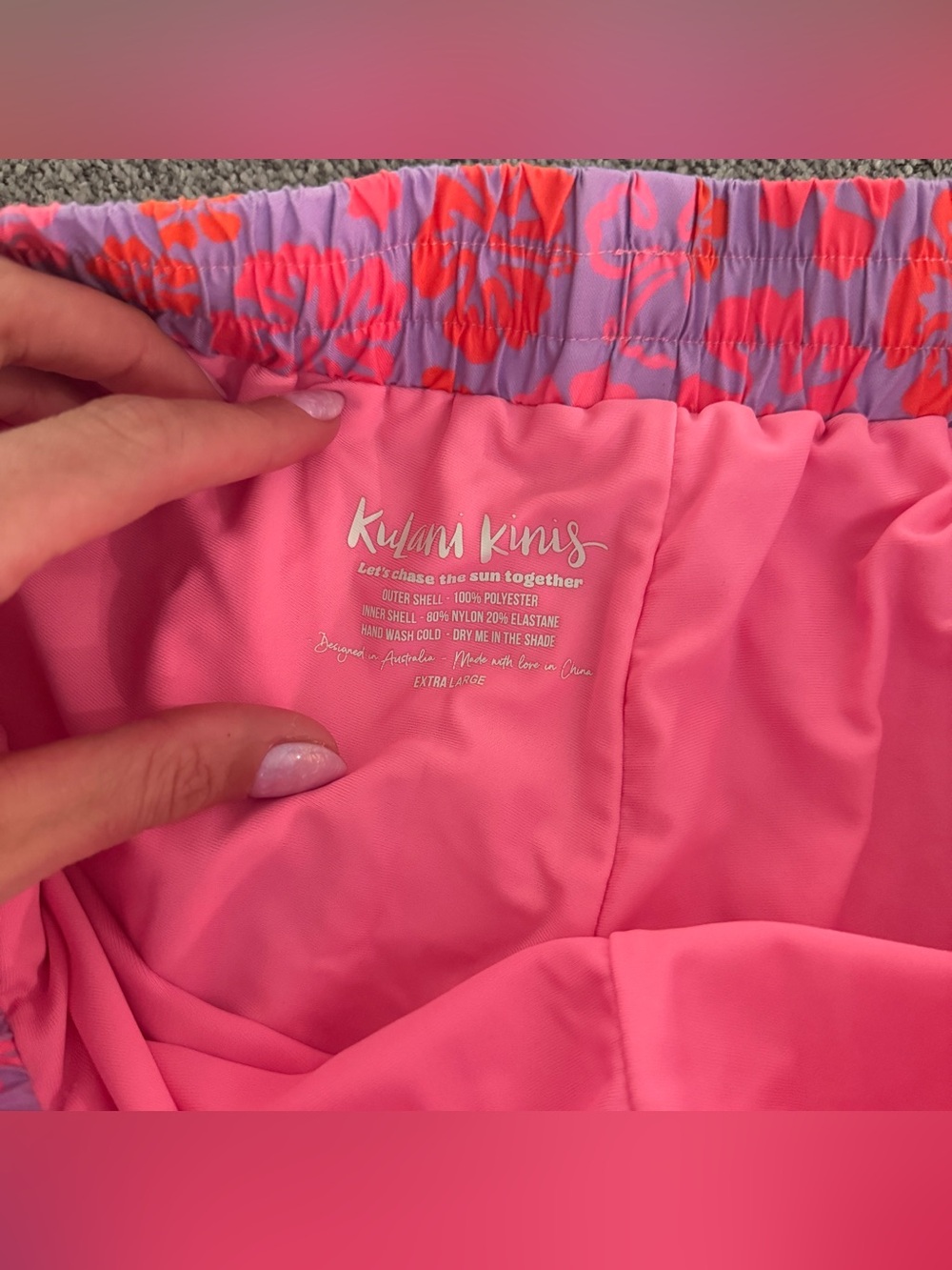Kulani Kinis Men's Swim Trunks in "Cherry Berry" - Size XL - Picture 4 of 6
